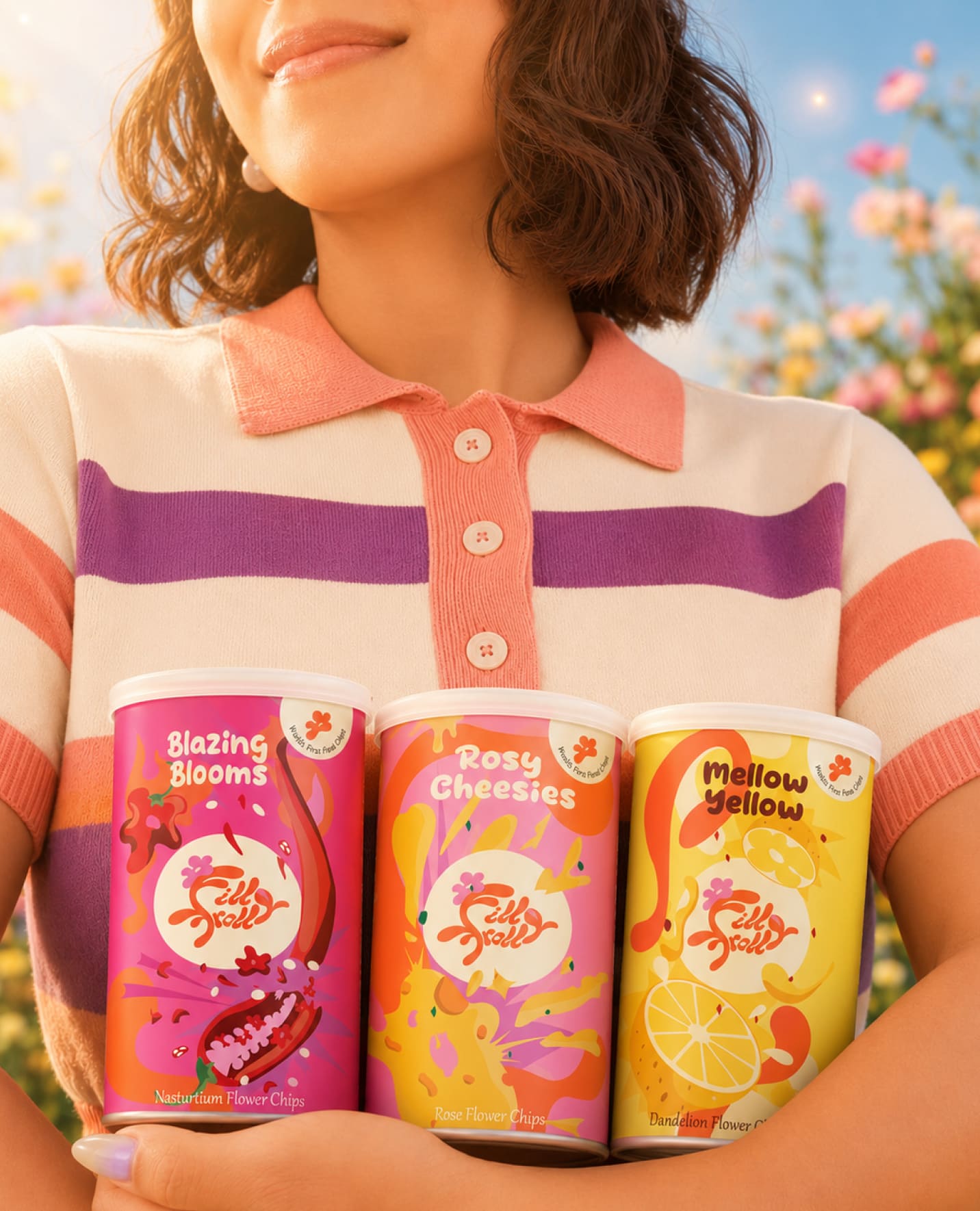 Girl holding cans